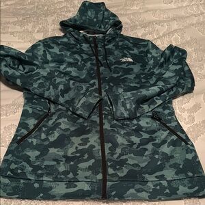 The North Face Women's Green/blue Camo hoodie/jacket